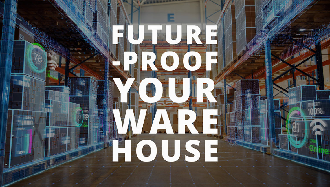 Futuristic Technology Retail Warehouse: Digitalization and Visualization of Industry 4.0 Process that Analyzes Goods, Cardboard Boxes, Products Delivery Infographics in Logistics, Distribution Center